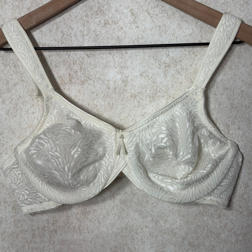 Wacoal Underwire‎ Bra 38C White Full Coverage 855367 Jacquard Unpadded Comfort - Picture 2 of 6